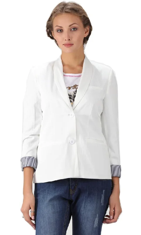 34162 Single Button Blazer-White Cardigan Sweater Pullover