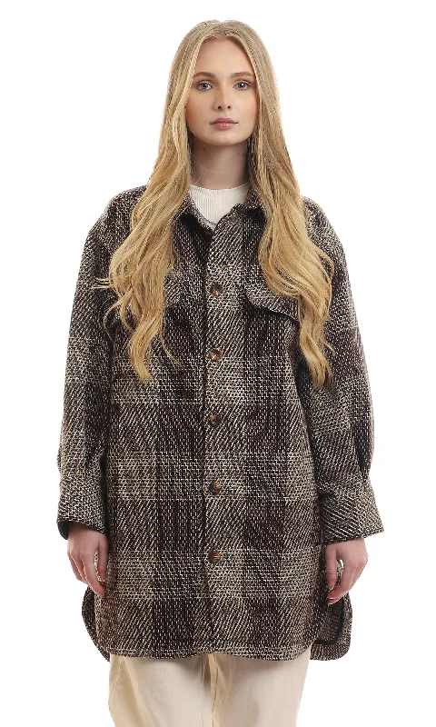 95890 Classic Collar Stitched Beige And Brown Heavy Shirt Striped Polka Dot Floral 95890 Classic Collar Stitched Beige And Brown Heavy Shirt Striped Polka Dot Floral