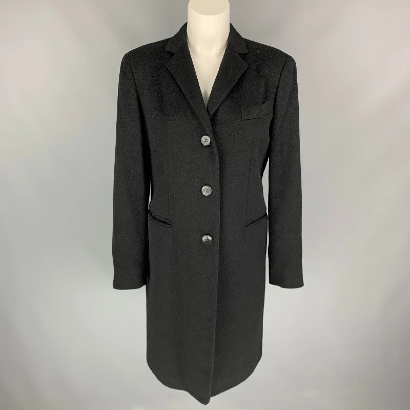 ALAN SCOTT Size 8 Black Cashmere Notch Lapel Coat Hooded Jacket Zipper Jacket Button Jacket ALAN SCOTT Size 8 Black Cashmere Notch Lapel Coat Hooded Jacket Zipper Jacket Button Jacket