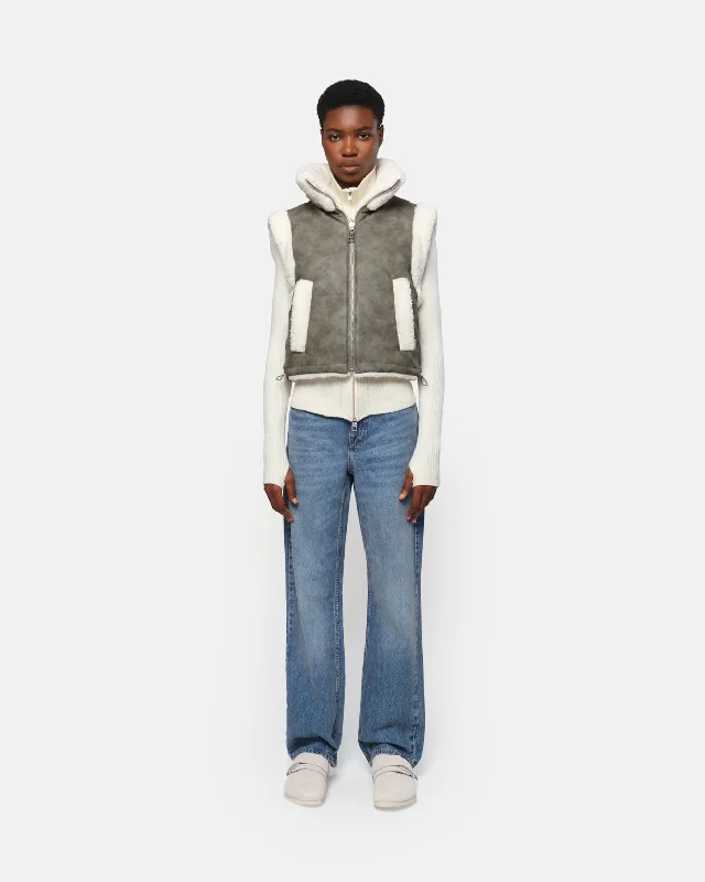Alex Vest Sage, Blanc Casual Open-Front Coat