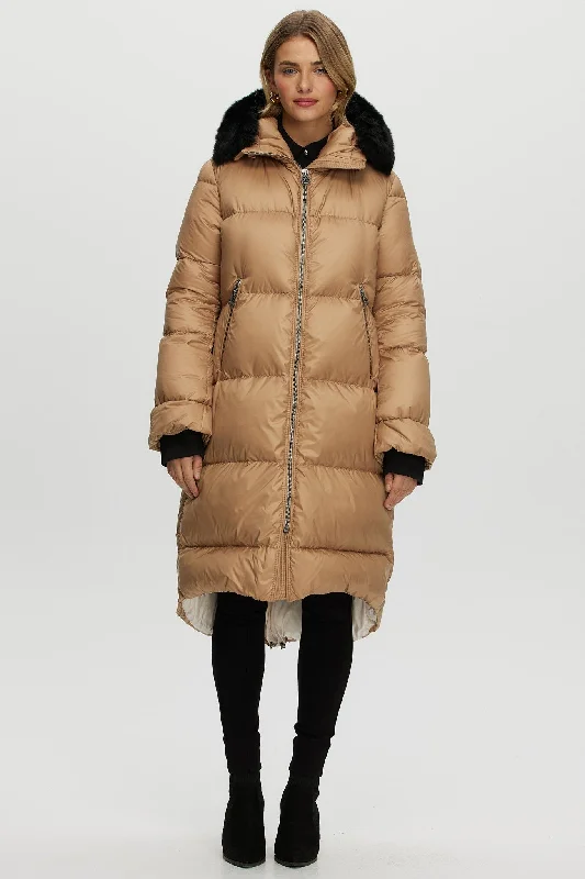 Après-Ski Jacket with Detachable Toscana Shearling Lamb Hood Trim Lightweight Windbreaker