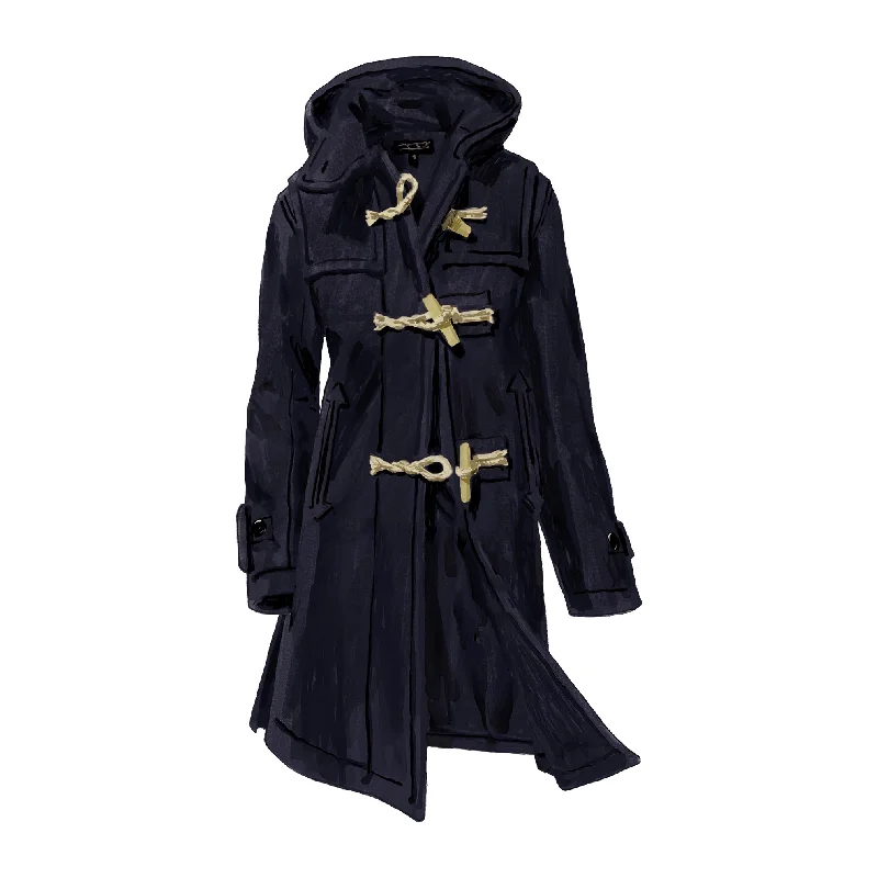 Long Lake Wool Duffle Coat Elegant Cape Blazer