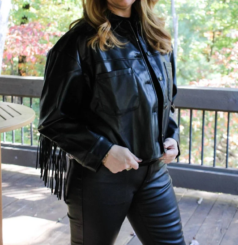 Back Faux Leather Jacket In Black Notch Collar Jacket Peter Pan Collar Jacket Cowl Neck Jacket