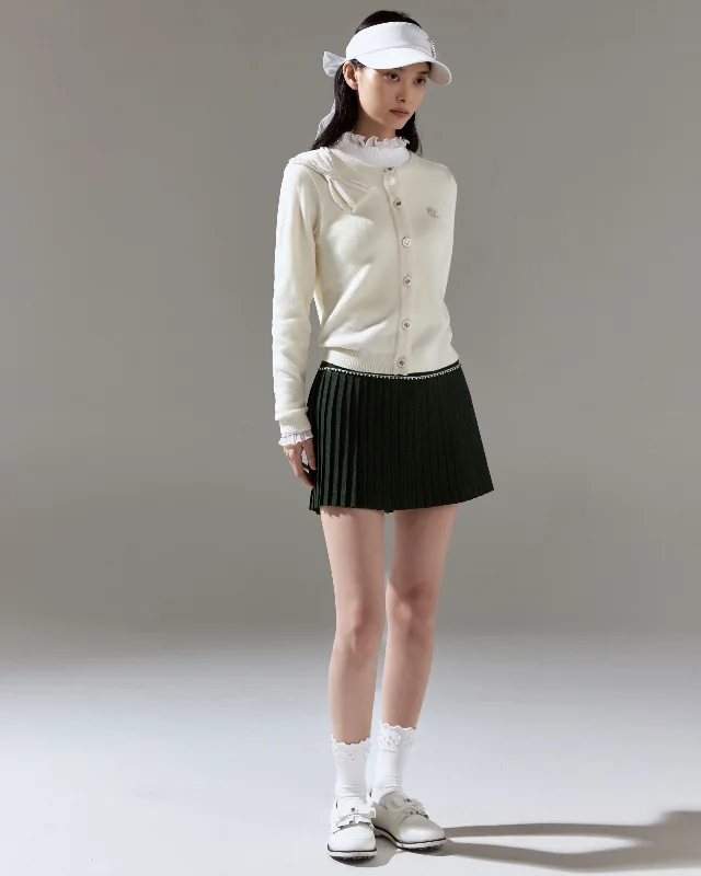 Big Ribbon Point Cardigan - Cream Quilted Hybrid Jacket