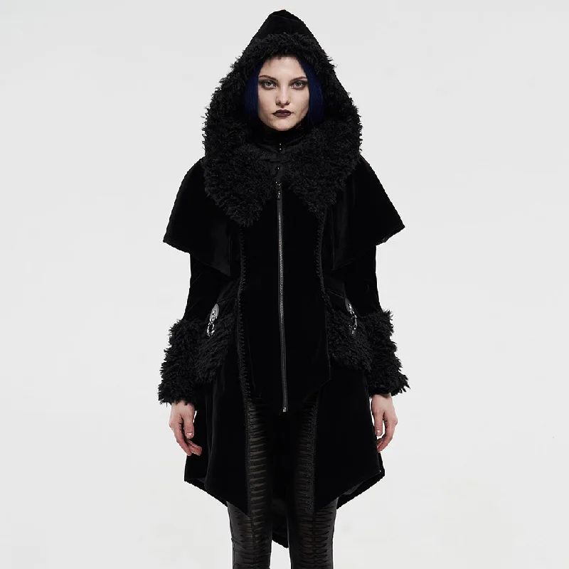 Black Evil Gothic Jacket Faux Fur Fabric Real Fur Fabric Shearling Fabric