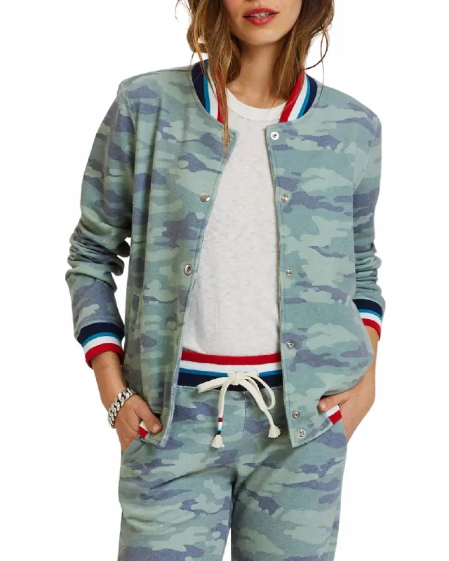 Camo Bomber In Camouflage Welt Pockets Slit Pockets Flap Pockets