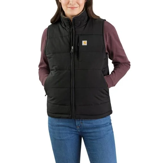 Women's Montana Reversible Relaxed Fit Insulated Vest Snapped Jacket Toggled Jacket Drawstring Jacket