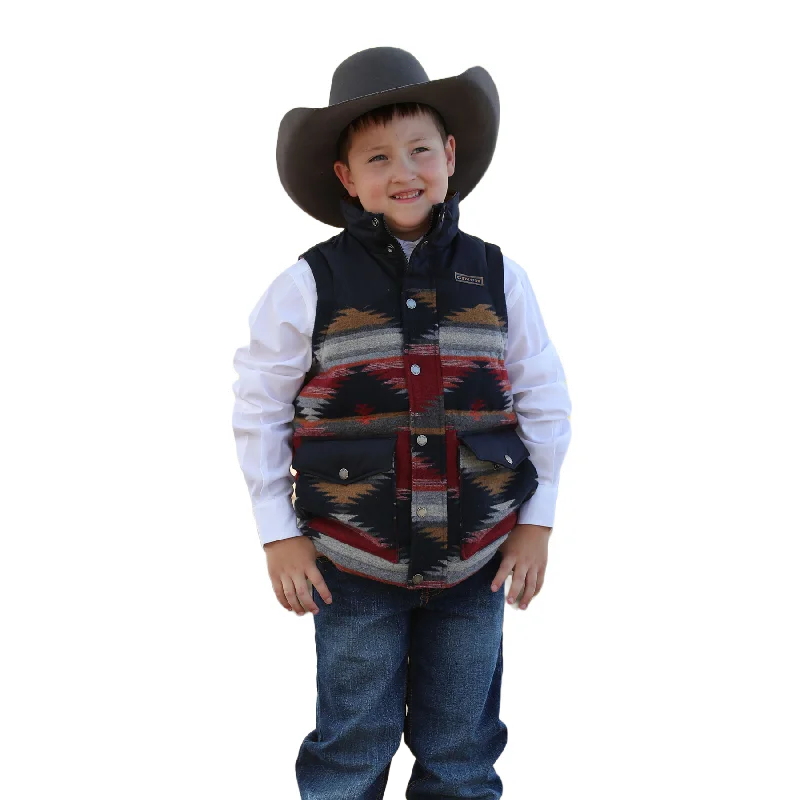 Cinch® Boy's Blue Blanket Stripe  Vest MWV5090001 Bolero Crop Top Camisole