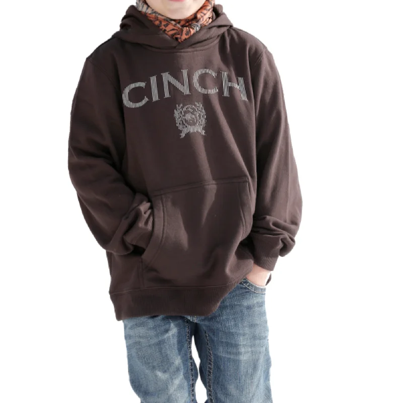 Cinch® Boy's Brown Logo Pullover Hoodie MWK7510005 Stole Shawl Scarf