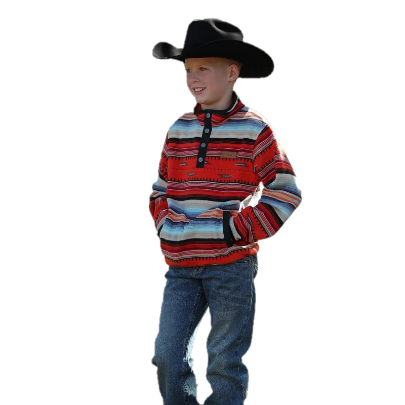Cinch® Boy's Multicolor Serape Print Fleece Pullover Jacket MWK7590011 Trench Raincoat Windbreaker Cinch® Boy's Multicolor Serape Print Fleece Pullover Jacket MWK7590011 Trench Raincoat Windbreaker