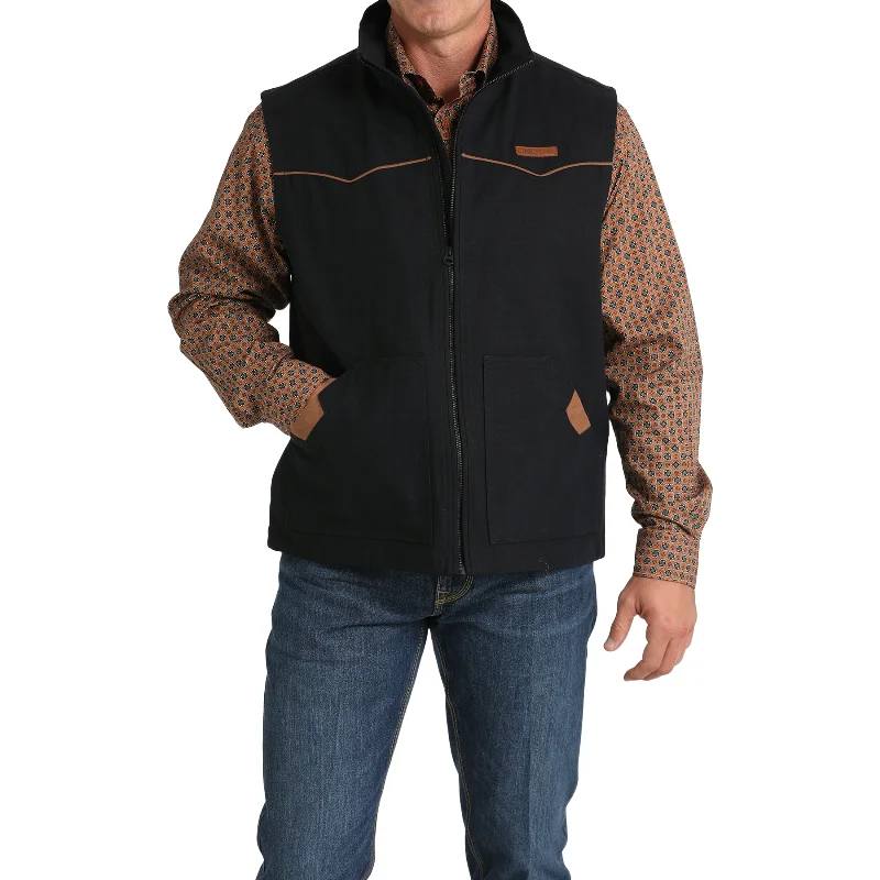 Cinch Mens Black Canvas Vest MWV1908001 empire Basque Peplum