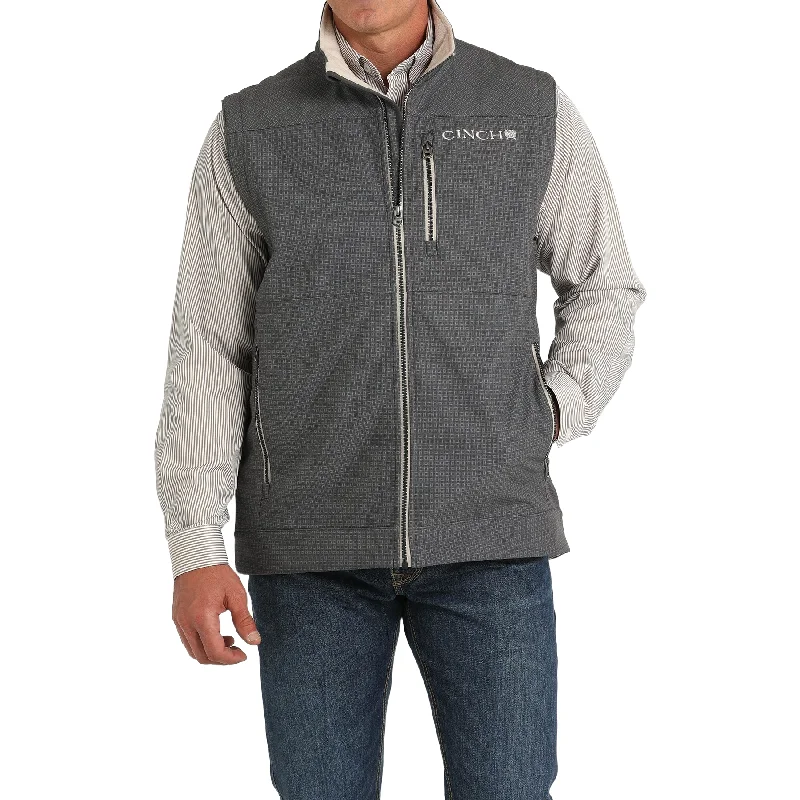 Cinch Men's Concealed Carry Grey Bonded Vest MWV1541008 Stand-Up Roll-Neck Turtle