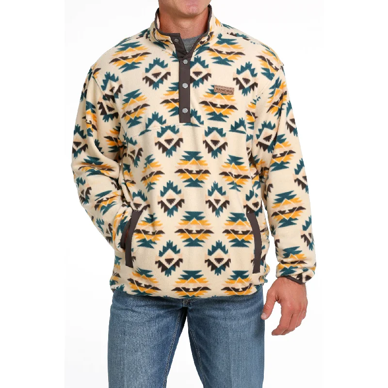 Cinch Men's Cream Aztec Print Polar Fleece Pullover MWK1514020 Herringbone Houndstooth Plaid Cinch Men's Cream Aztec Print Polar Fleece Pullover MWK1514020 Herringbone Houndstooth Plaid