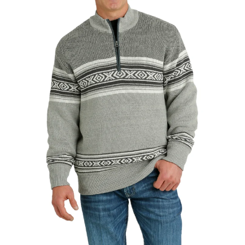 Cinch Men's Grey Aztec Print Quarter Zip Knit Pullover MWK1560004 Kimono Robe Cloak Cinch Men's Grey Aztec Print Quarter Zip Knit Pullover MWK1560004 Kimono Robe Cloak