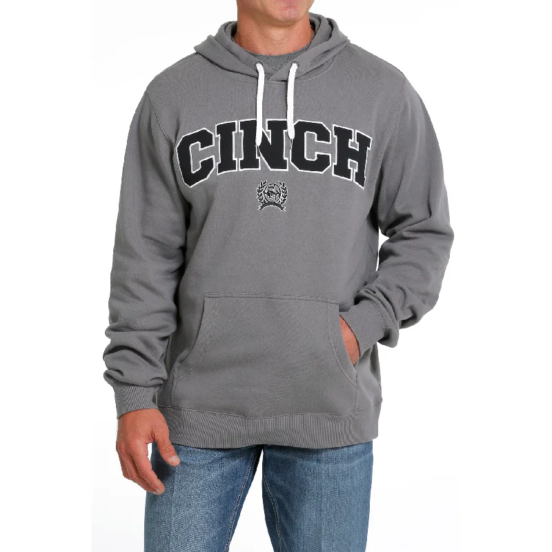 Cinch Men's Grey Graphic Logo Pullover Hoodie MWK1206026 Suede Faux Fur Shearling