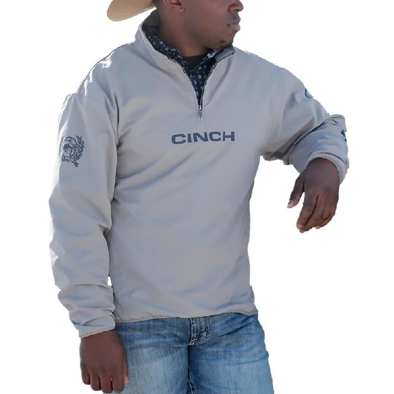 Cinch Men's Grey Windbreaker Jacket MWJ1000009 Print Jacquard Embroidered