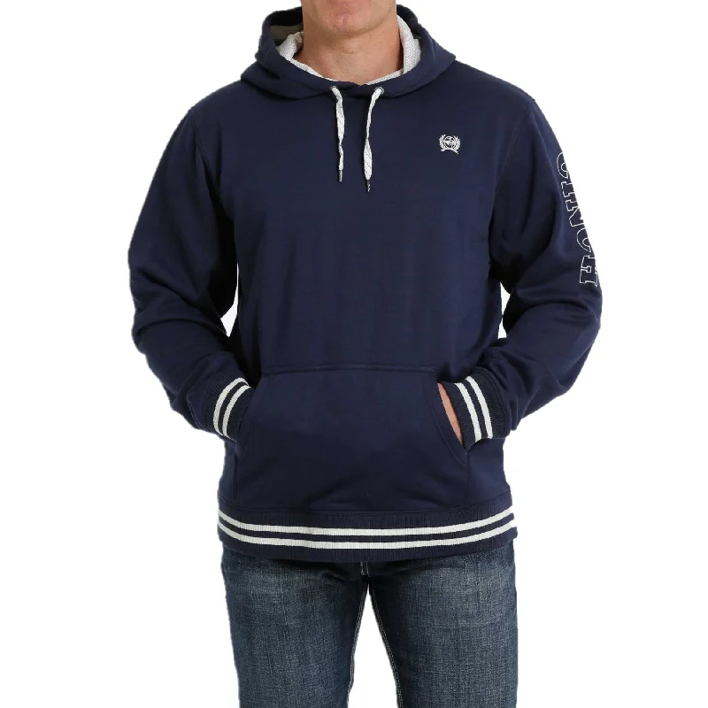 Cinch Men's Navy Logo Sleeve Pullover Hoodie MWK1206020 Jersey Tulle Batik