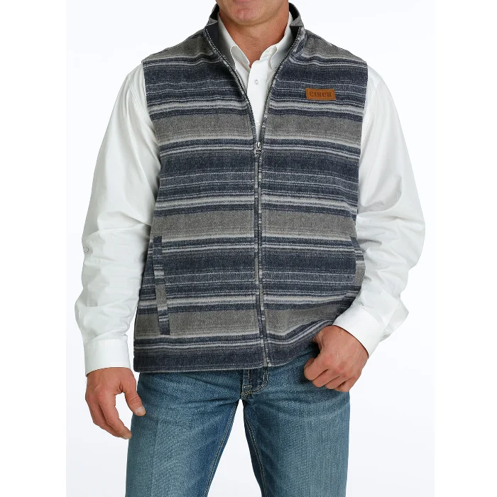 Cinch Men's Navy Stiped Full Zip Wooly Vest MWV1903002 Herringbone Houndstooth Plaid