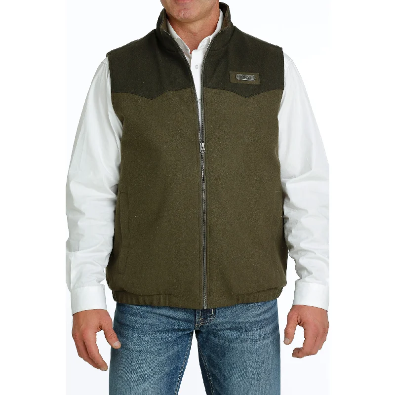 Cinch Men's Olive Green Conceal Carry Wooly Vest MWV1543009 Hooded Caped Scarf