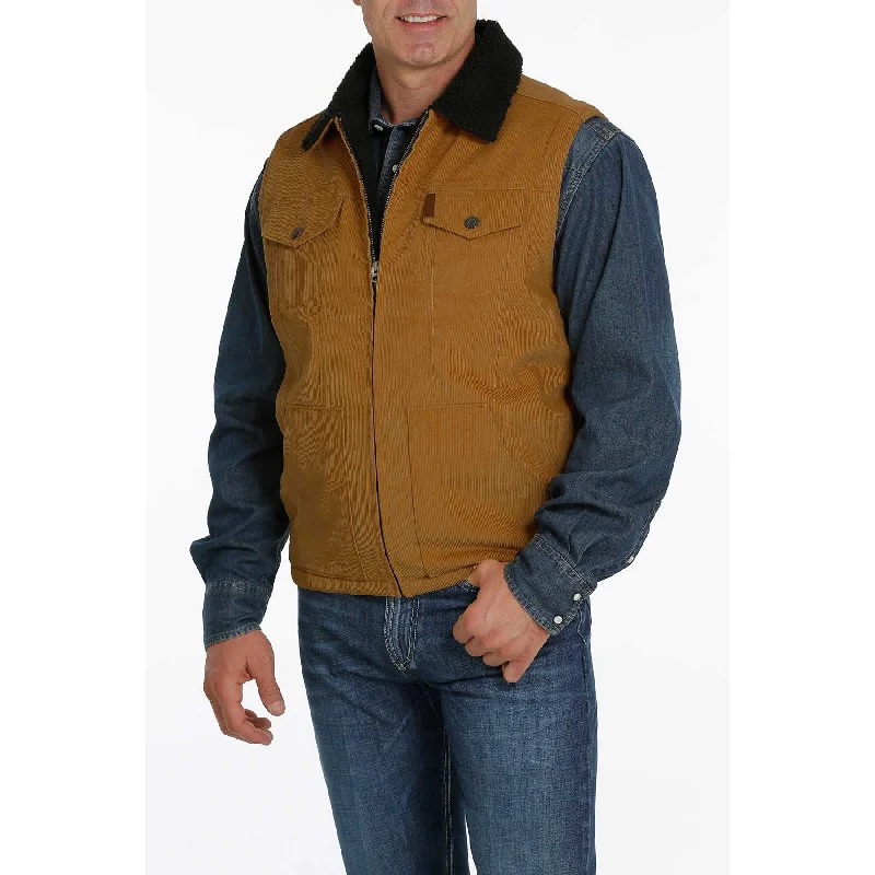 Cinch Men's Sherpa Lined Corduroy Gold Vest MWV1557002 Shawl Collar Notch Collar Lapel Collar Cinch Men's Sherpa Lined Corduroy Gold Vest MWV1557002 Shawl Collar Notch Collar Lapel Collar
