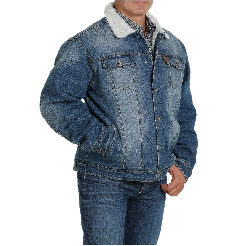 Cinch Men's Sherpa Lined Denim Jacket MWJ1549001 Crew Neck V-Neck Boat Neck