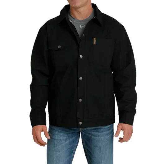 Cinch Men's Solid Black Canvas Ranch Coat MWJ1598001 Buttoned Toggled Snapped