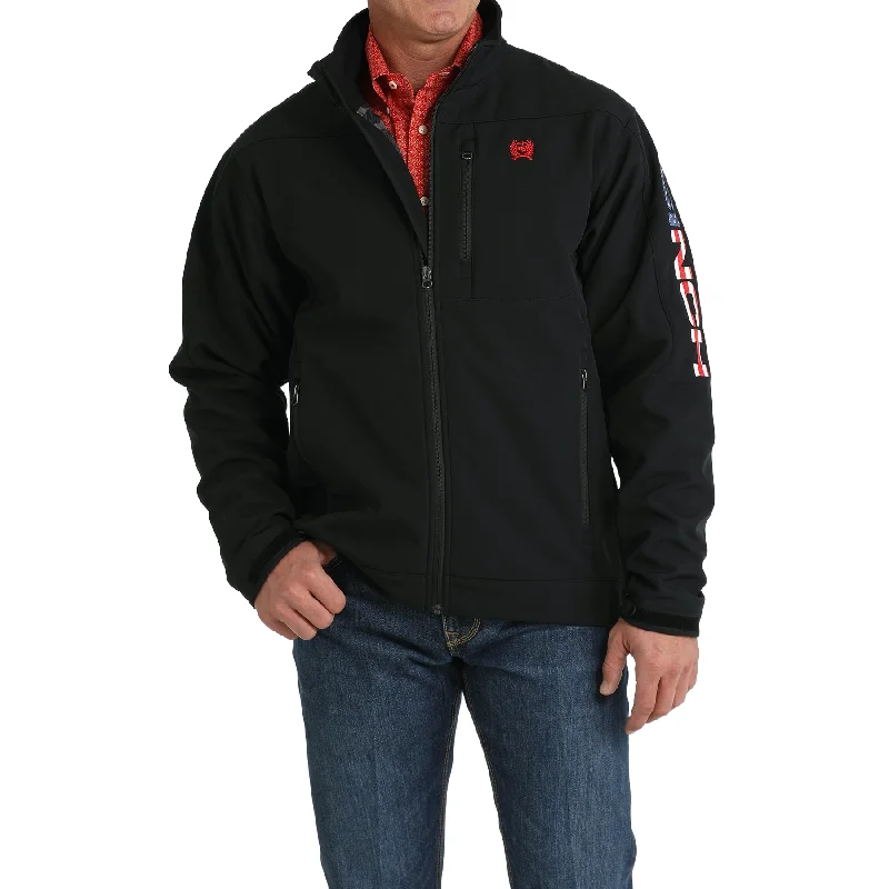 Cinch Men's Solid Bonded Logo Printed Black Jacket MWJ1567011 Pockets Sleeves Lining Cinch Men's Solid Bonded Logo Printed Black Jacket MWJ1567011 Pockets Sleeves Lining