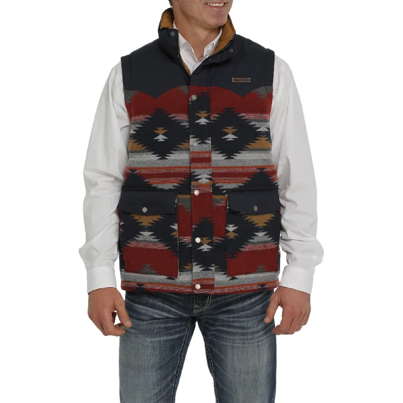 Cinch Men's Striped Blue  Vest MWV1533004 Herringbone Houndstooth Plaid