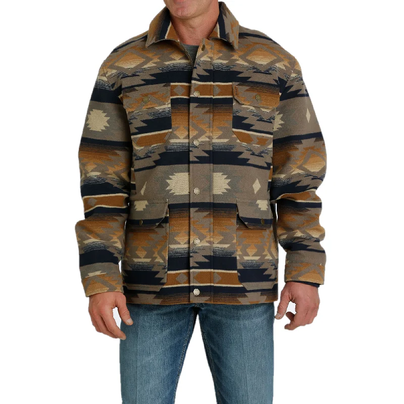 Cinch Men's Tan & Multicolor Aztec Print Frontier Coat MWJ1572003 Striped Polka Dot Floral