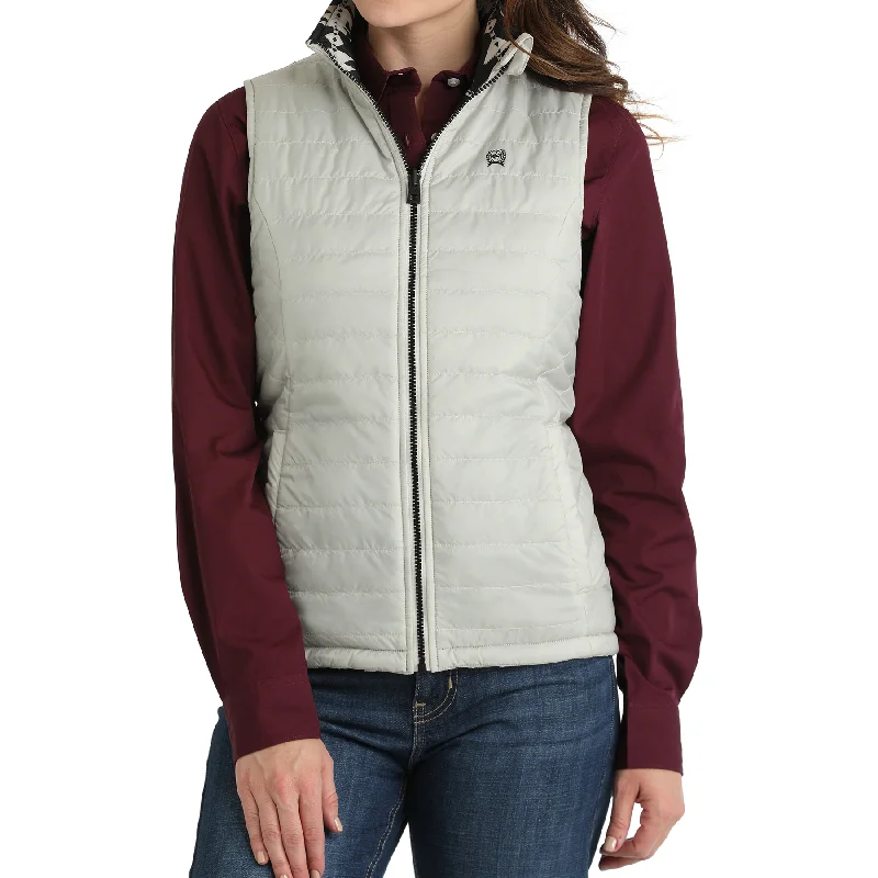 Cinch Women's Reversible Grey Aztec Quilted Full Zip Vest MAV9907001 Raincoat Turtleneck Coat Wrap Coat Cinch Women's Reversible Grey Aztec Quilted Full Zip Vest MAV9907001 Raincoat Turtleneck Coat Wrap Coat