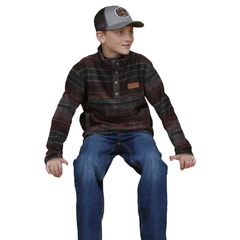 Cinch Youth Boy's Aztec Brown Striped Polar Fleece Pullover MWK7590017 Hooded Jacket Zipper Jacket Button Jacket Cinch Youth Boy's Aztec Brown Striped Polar Fleece Pullover MWK7590017 Hooded Jacket Zipper Jacket Button Jacket
