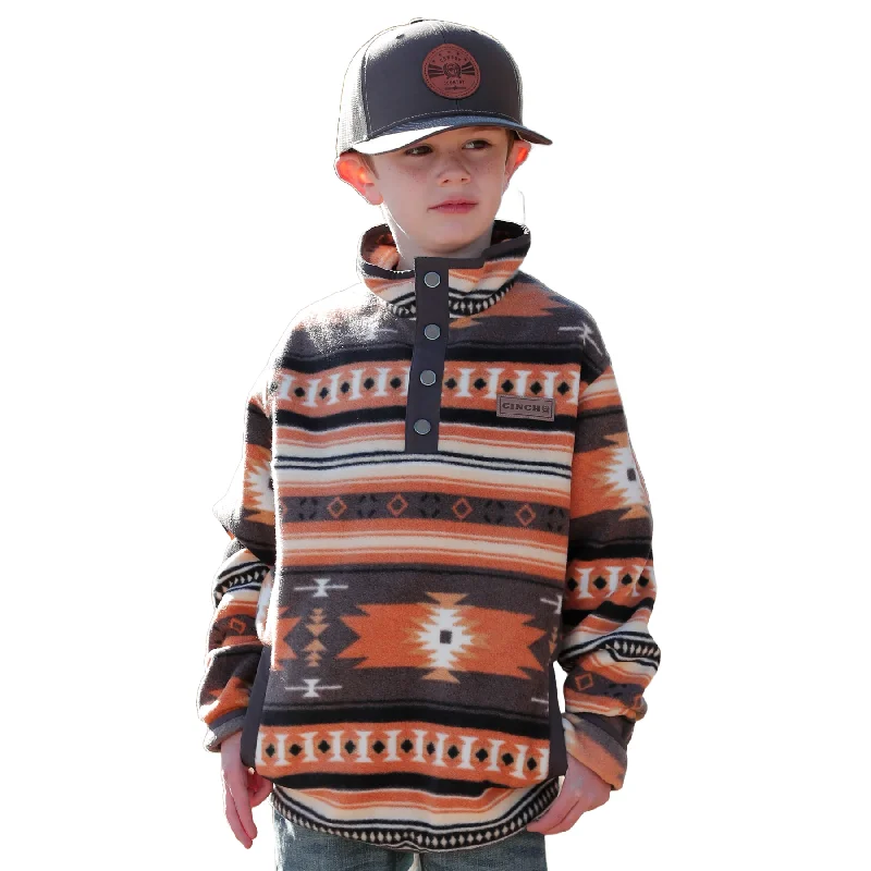 Cinch Youth Boy's Grey Polar Fleece Pullover MWK7590015 Asymmetrical Collar Hooded Zippered Cinch Youth Boy's Grey Polar Fleece Pullover MWK7590015 Asymmetrical Collar Hooded Zippered