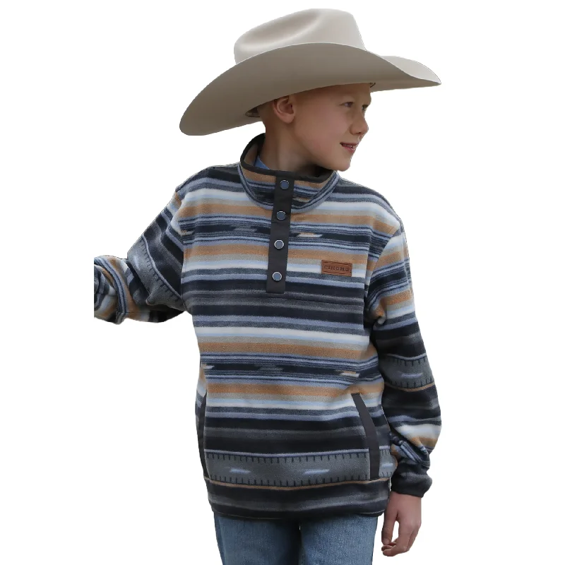 Cinch Youth Boy's Western Striped Black Polar Fleece Pullover MWK7590018 Chenille Brocade Lace Cinch Youth Boy's Western Striped Black Polar Fleece Pullover MWK7590018 Chenille Brocade Lace
