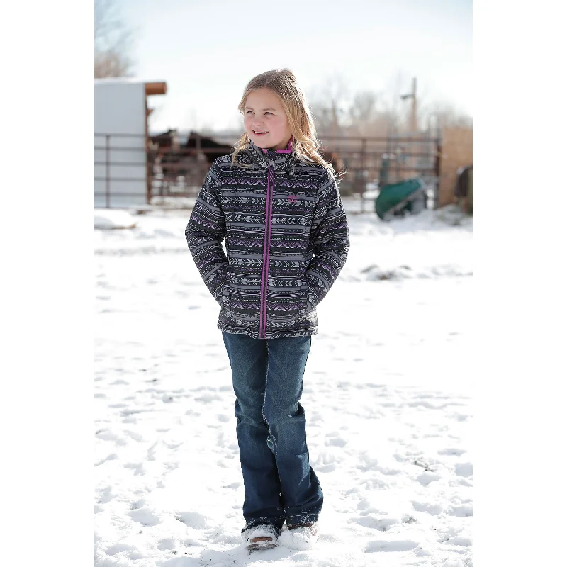 Cinch Youth Girl's Black & Purple Quilted Zip Front Jacket CWJ8810001 Herringbone Houndstooth Plaid Cinch Youth Girl's Black & Purple Quilted Zip Front Jacket CWJ8810001 Herringbone Houndstooth Plaid
