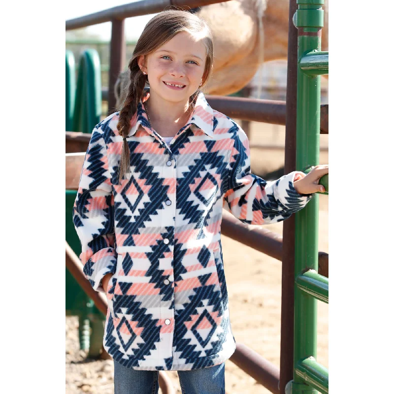 Cinch Youth Girl's Pink Aztec Shirt Jacket CWJ8820001 empire Basque Peplum