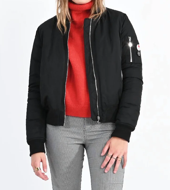 Classic Bomber Jacket In Black Tailored Jacket Straight Jacket A-Line Jacket