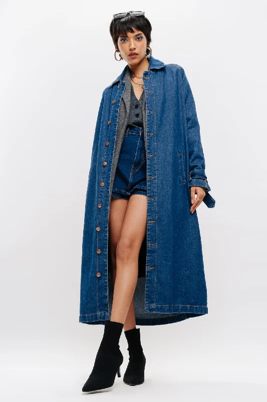 Classic Denim Trench Coat Plaid Jacket Tartan Jacket Houndstooth Jacket
