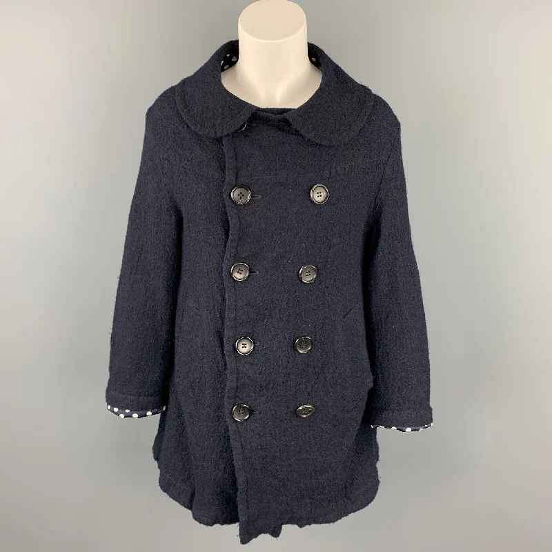COMME des GARCONS TRICOT Size S Navy Wool Double Breasted Coat Trench Wool Cashmere COMME des GARCONS TRICOT Size S Navy Wool Double Breasted Coat Trench Wool Cashmere