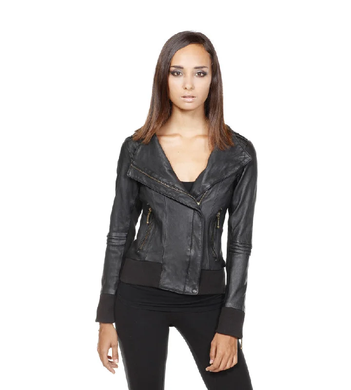 diamond leather jacket - size 4 Tailored Jacket Straight Jacket A-Line Jacket