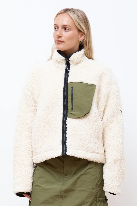 Heavyweight Cropped Pile Fleece Natural Open-Knit Duster Coat