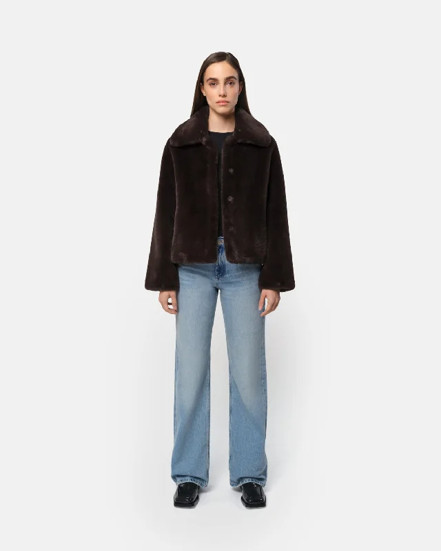 Elis Espresso Short Coat Fashionable Blazer Coat