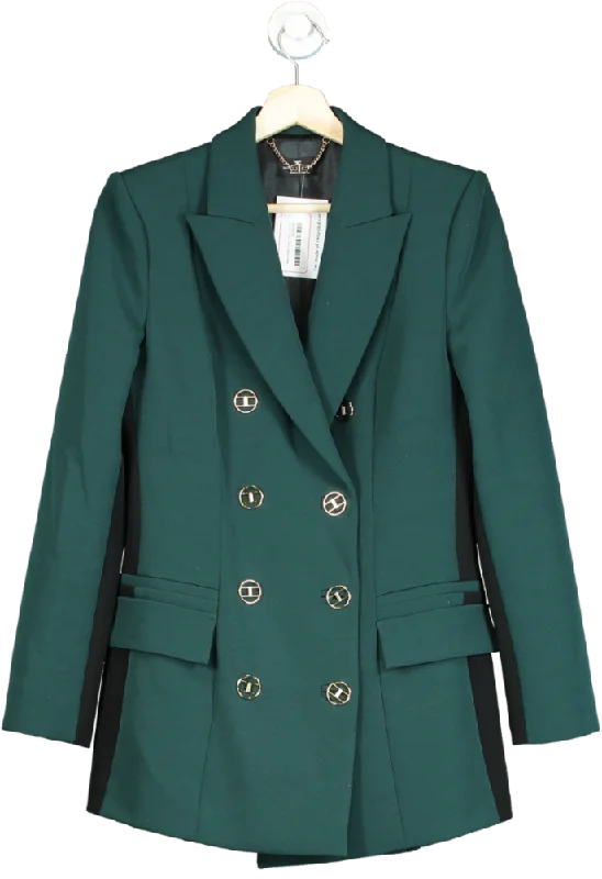 Elisabetta Franchi Green Double-Breasted Blazer UK 10 Elegant Cape Blazer