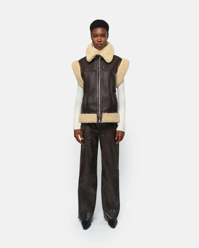 Gaia Vest Java & Sand Checkered Wool Shacket