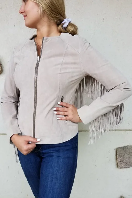 Gilda Fringe Jacket Luxe Satin Long Coat