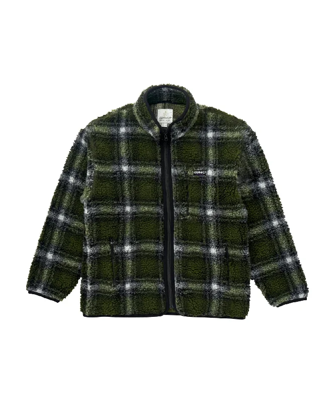 Gramicci Shadow Plaid Sherpa Jacket Cropped Moto Jacket