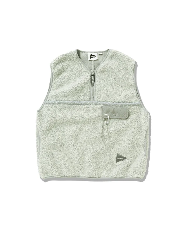 Gramicci x and wander Women's JQ Tape Fleece Vest Ruched Sleeve Blazer