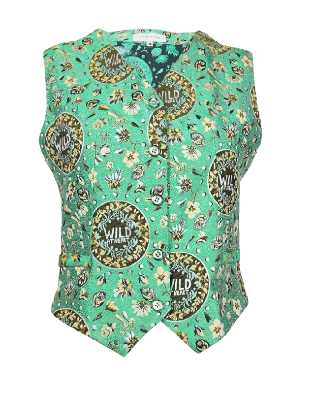 Green Wild at Heart Vest Boho Fringe Cardigan