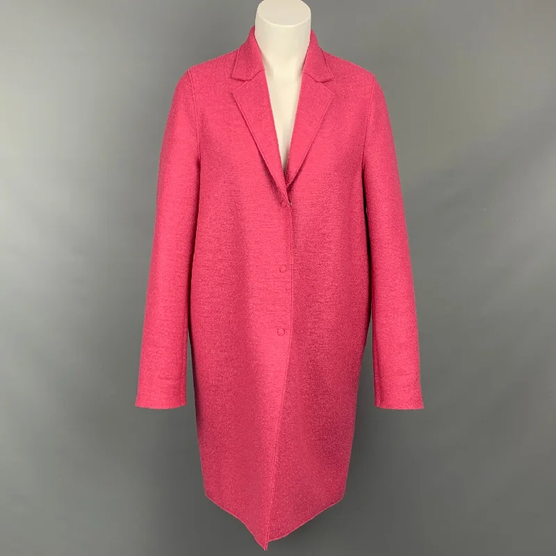 HARRIS WHARF LONDON Size 6 Rose Wool Notch Lapel Cocoon Coat Rayon Velvet Corduroy