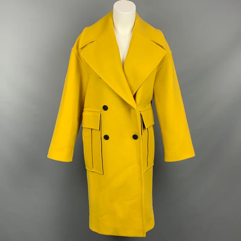 KENZO Size 4 Yellow Wool Blend Notch Lapel Double Breasted Coat Cardigan Sweater Pullover KENZO Size 4 Yellow Wool Blend Notch Lapel Double Breasted Coat Cardigan Sweater Pullover