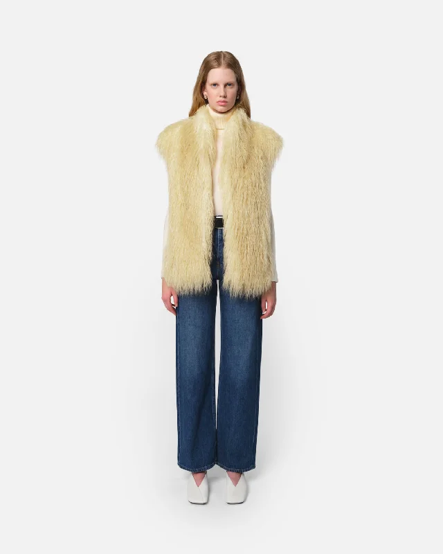 Laila Vest Panna Cotta Suede Fringe Jacket
